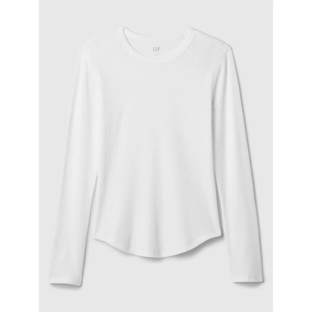 Womens Long Sleeve Waffle Knit T-Shirt - Picture 3 of 5